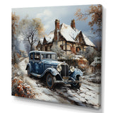 1930s Vintage Car Charm In Winter - Car Vintage Canvas Wall Art