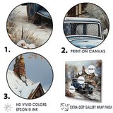 1930s Vintage Car Charm In Winter - Car Vintage Canvas Wall Art