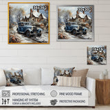 1930s Vintage Car Charm In Winter - Car Vintage Canvas Wall Art