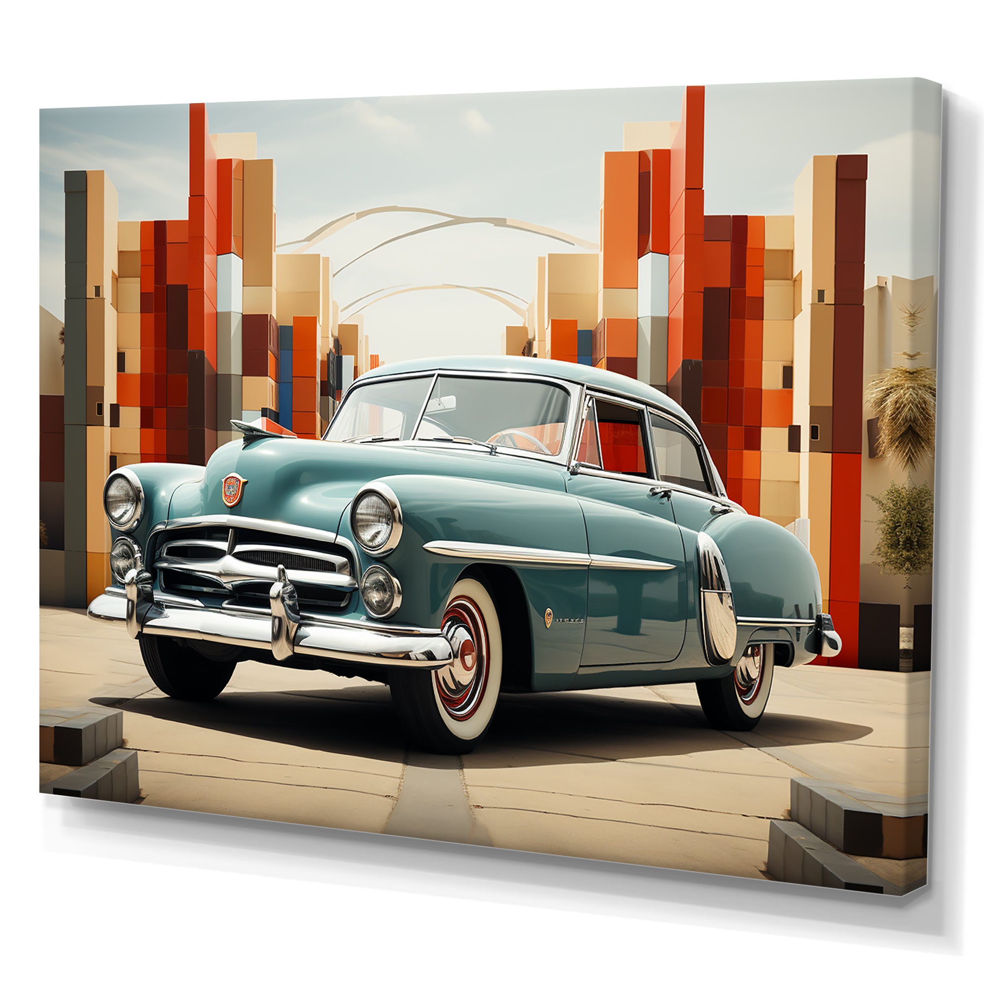 Cubist 1950s Car Vintage Evolution - Car Vintage Canvas Wall Art