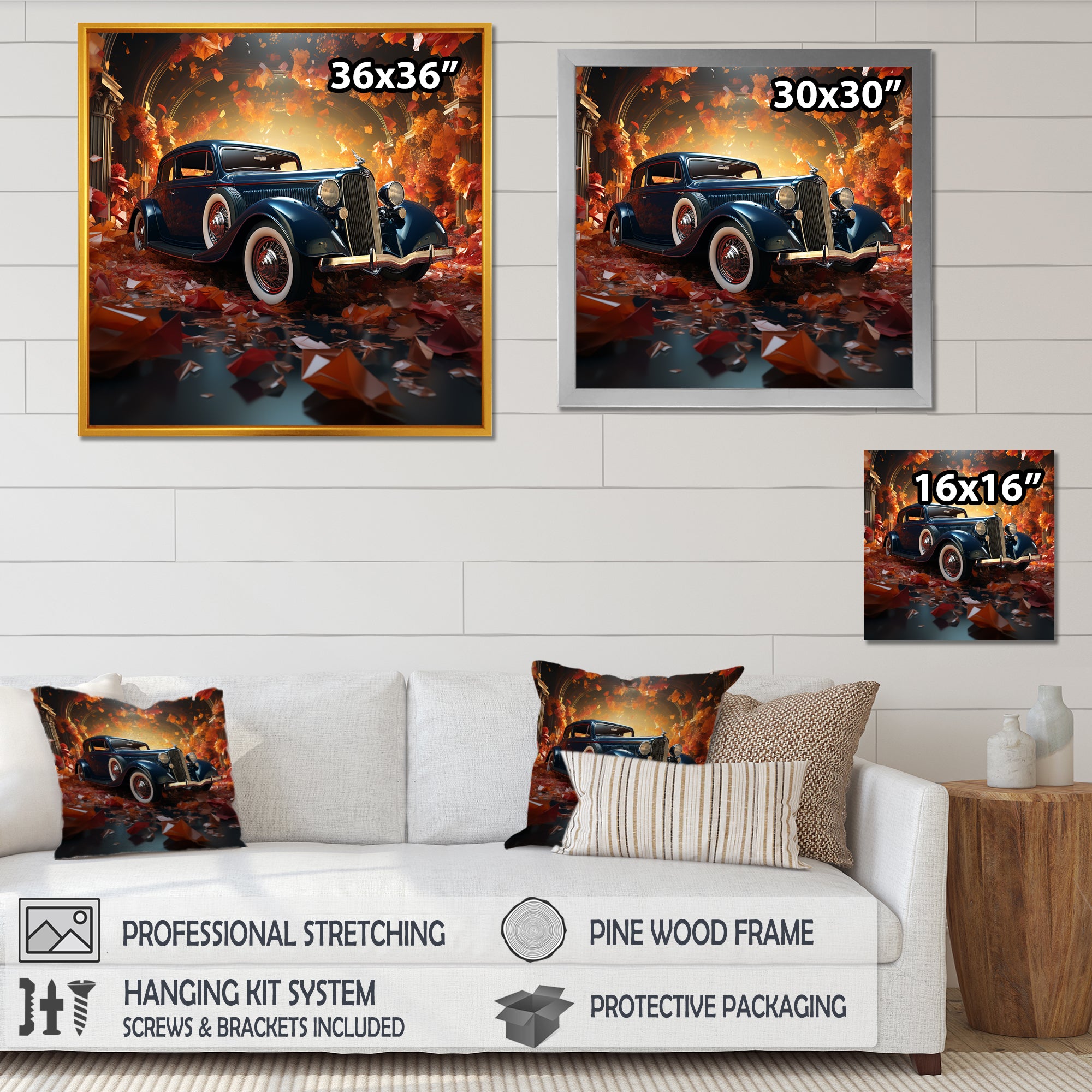 Expressionist Car Vintage Verve - Car Vintage Canvas Wall Art