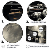 1950s Car Monochrome Vintage - Car Vintage Canvas Wall Art