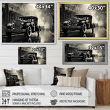 1950s Car Monochrome Vintage - Car Vintage Canvas Wall Art