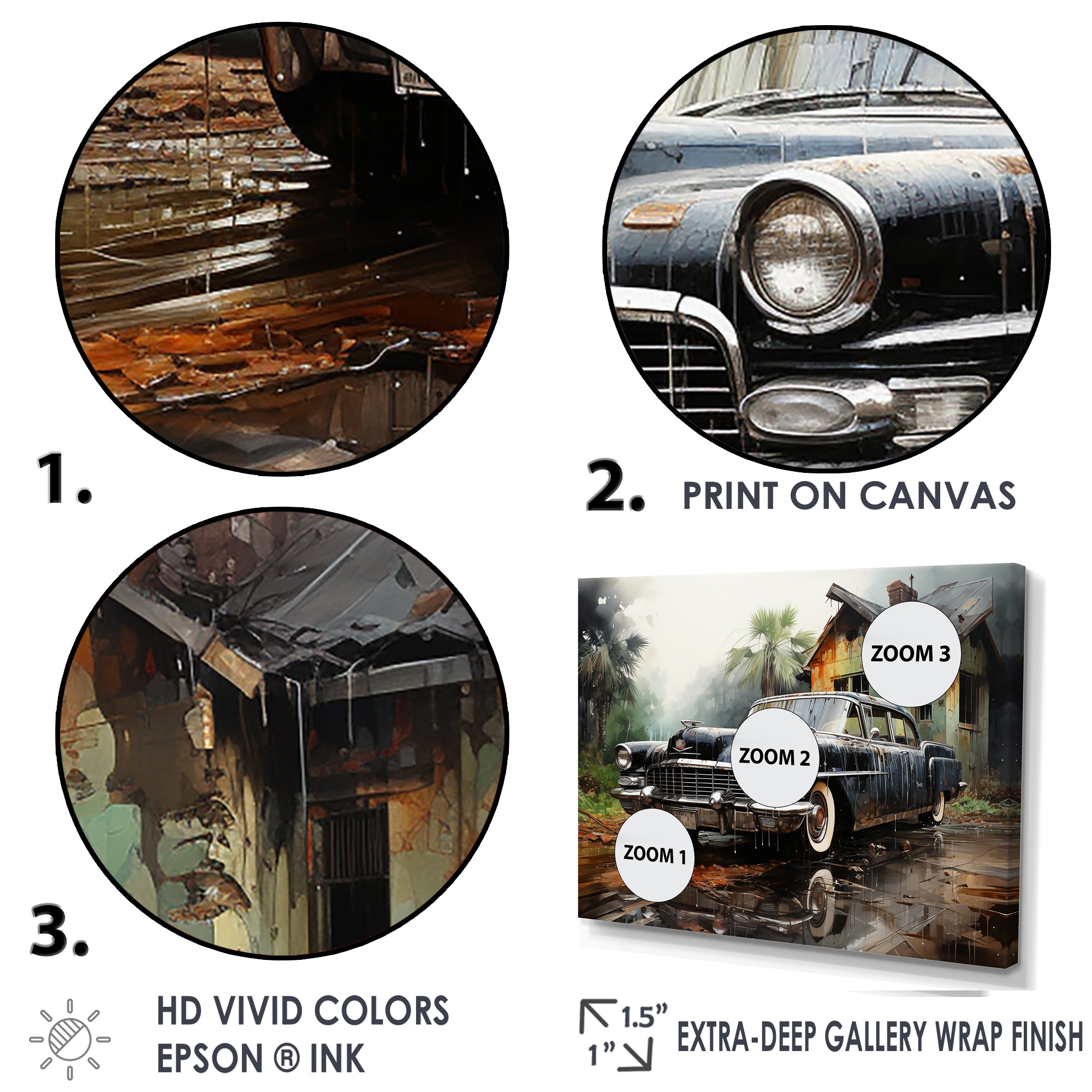 Noir Vintage Car Elegance - Car Vintage Canvas Wall Art