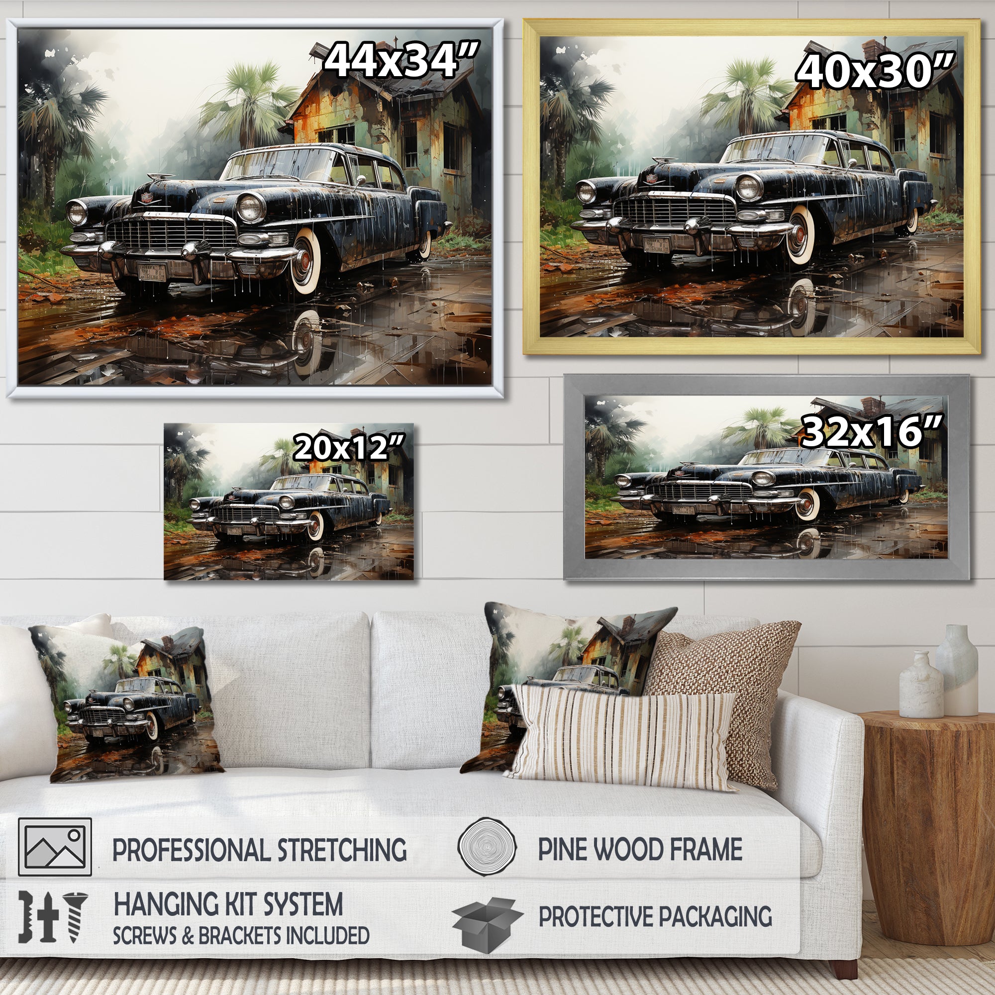 Noir Vintage Car Elegance - Car Vintage Canvas Wall Art