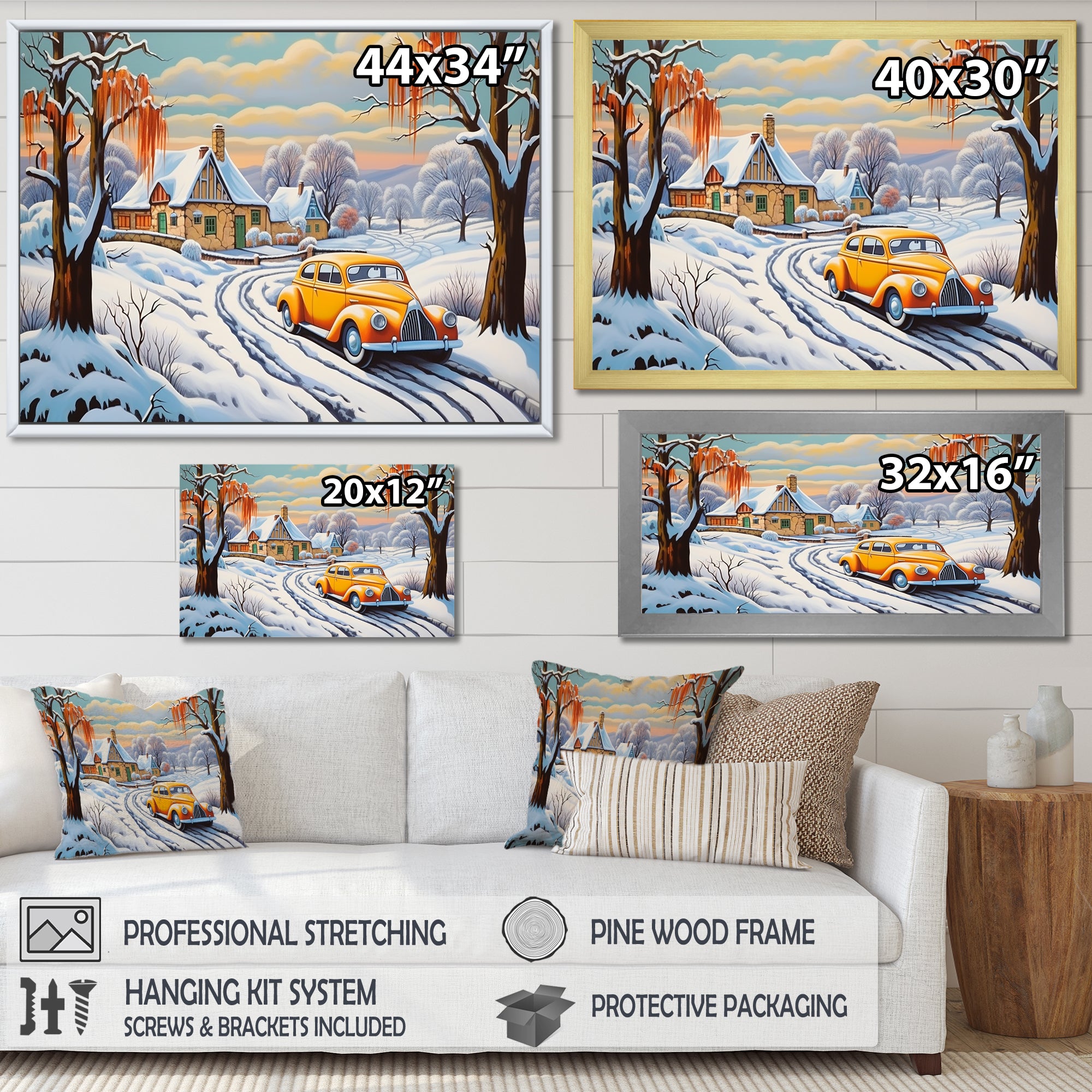 Car Charm In Winter - Car/Van Canvas Wall Art