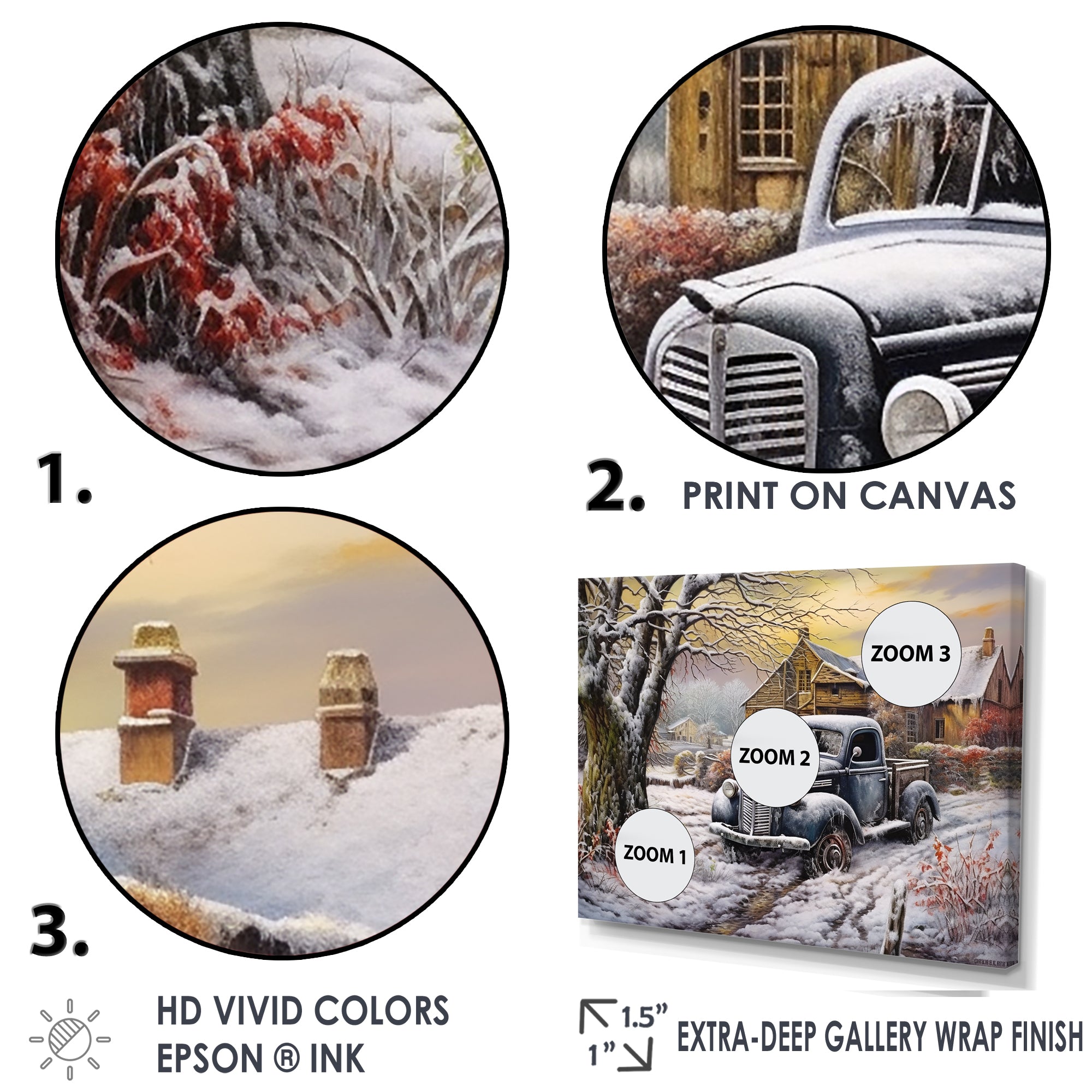 Pickup Charm In Winter - Car/Van Canvas Wall Art