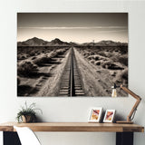 Rail Track In Monochrome Canyon - Train Canvas Wall Art