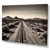 Rail Track In Monochrome Canyon - Train Canvas Wall Art