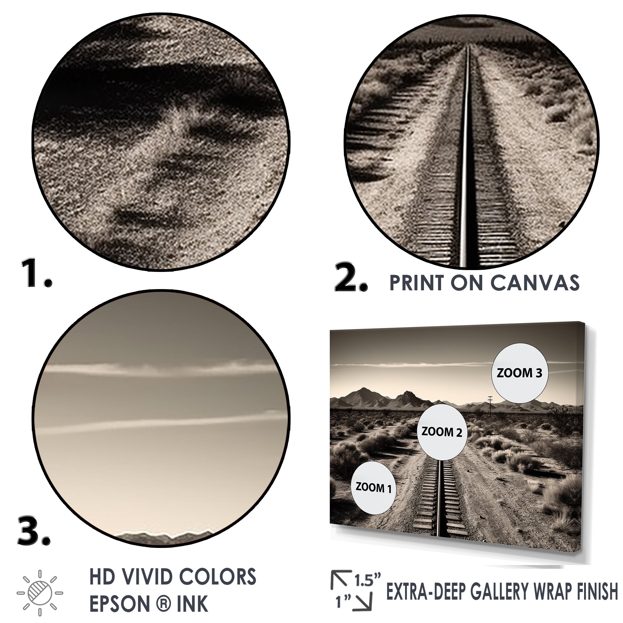 Rail Track In Monochrome Canyon - Train Canvas Wall Art