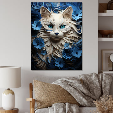 White And Blue Birman Bliss Cat - White Cat Wall Art