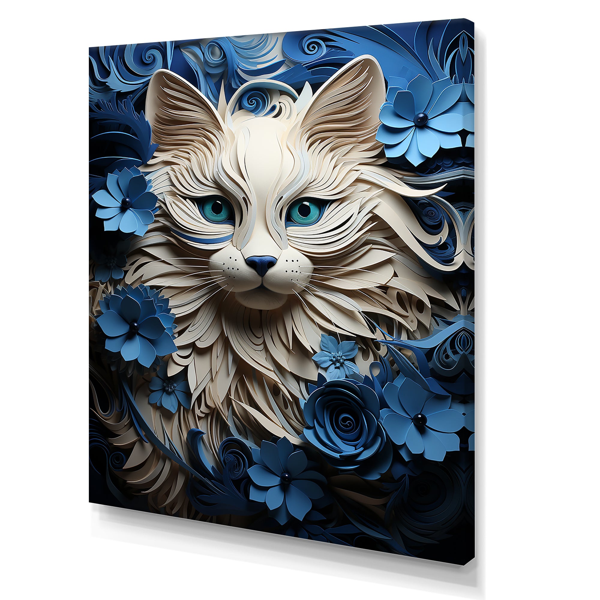 White And Blue Birman Bliss Cat - White Cat Wall Art