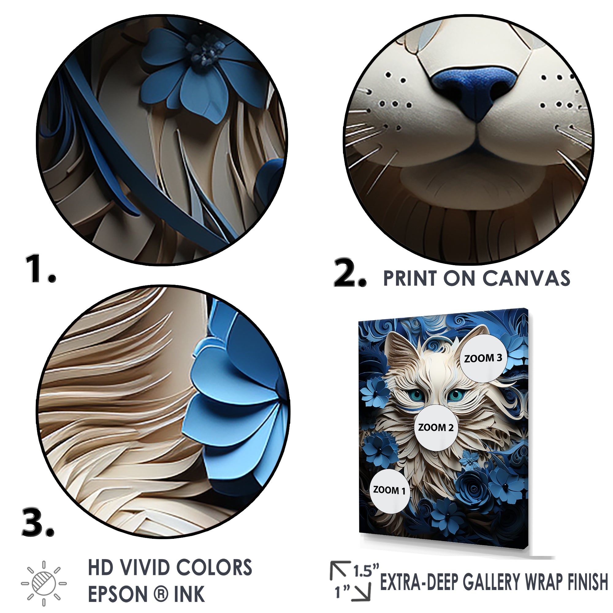 White And Blue Birman Bliss Cat - White Cat Wall Art