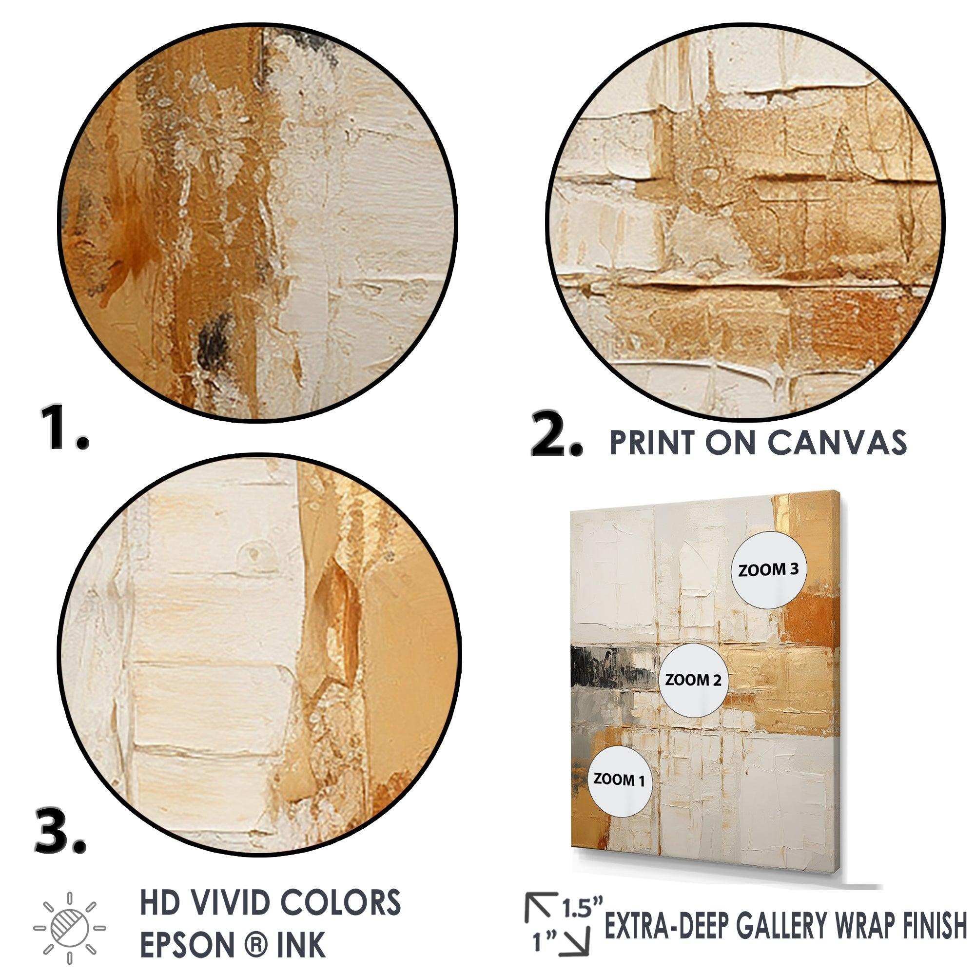 Beige And Gold Minimal Expression I - Abstract Canvas Wall Art