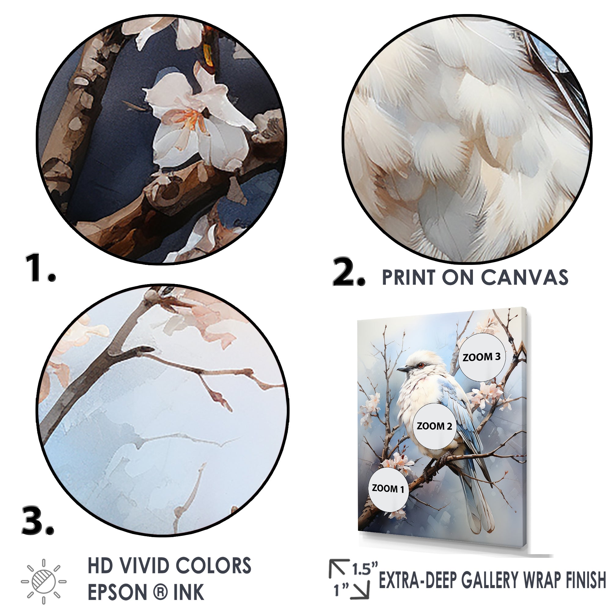 Peaceful Winged Beauty - Bird Floral Living Room Wall Art