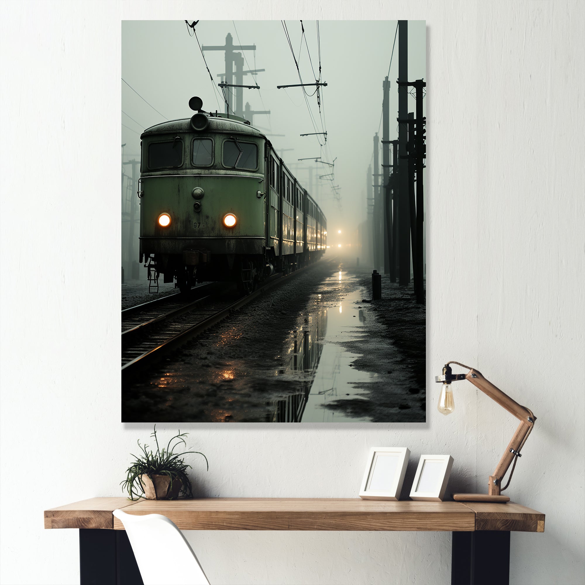 Comforting Moody Train Journey - Train Canvas Wall Art