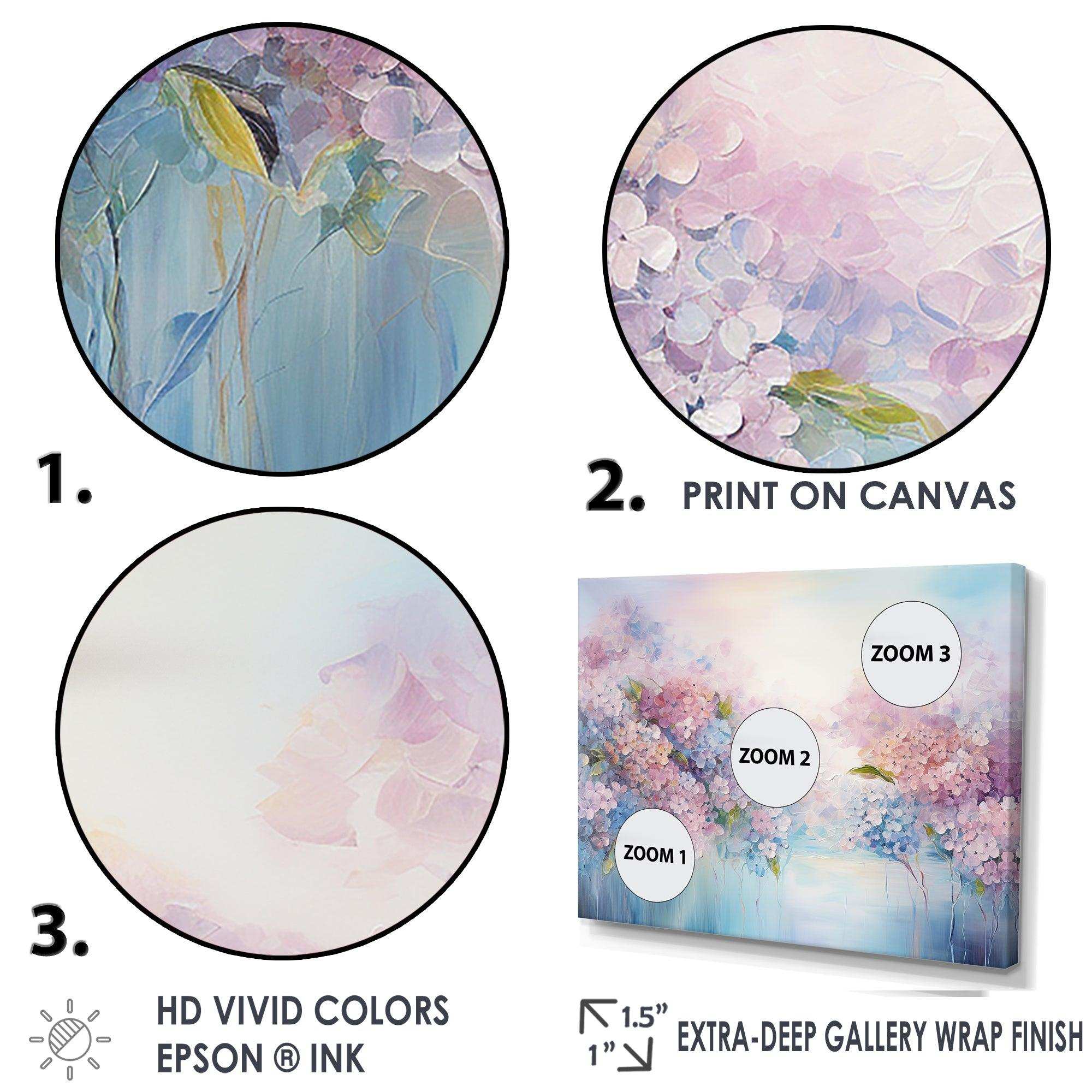 Blue And Pink Hydrangea Solitude In Nature - Floral Canvas Wall Art