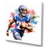 Watercolor Football Player In Action - Football Canvas Wall Art