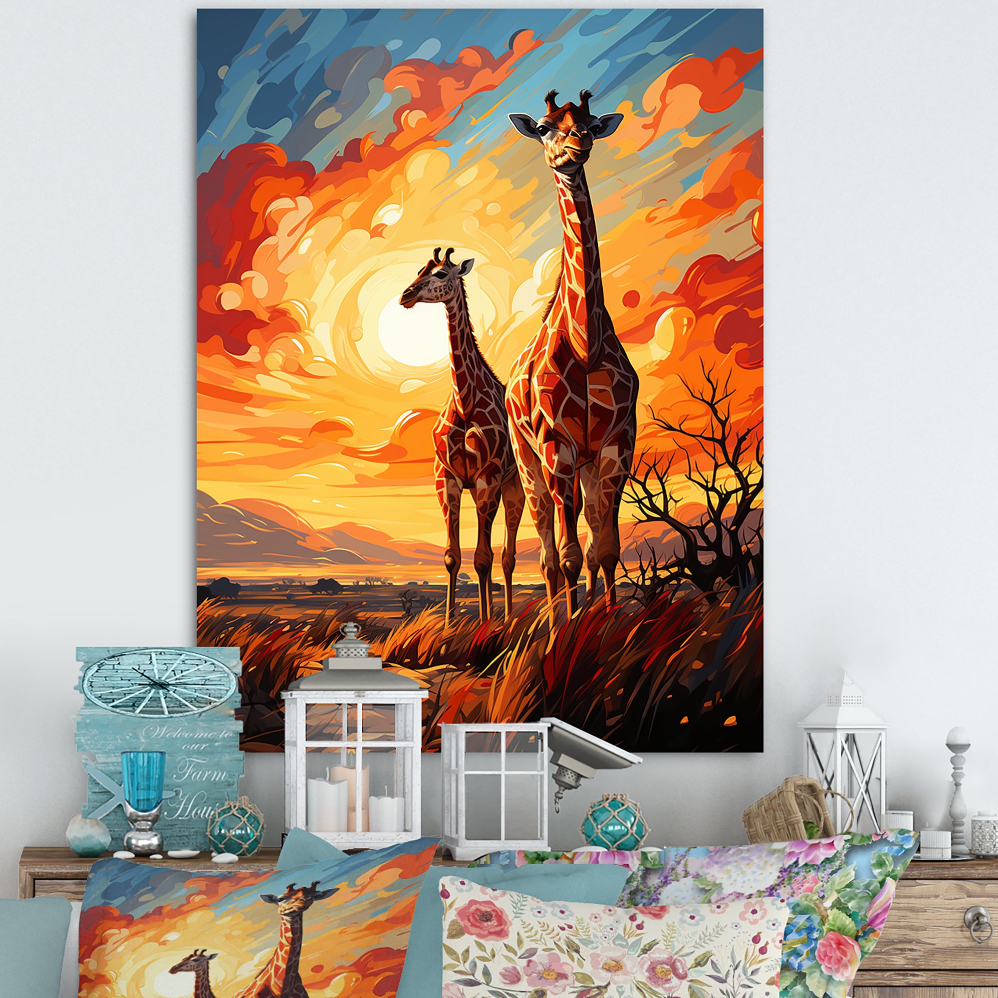 Giraffe African Horizon - Giraffe Wall Art Prints