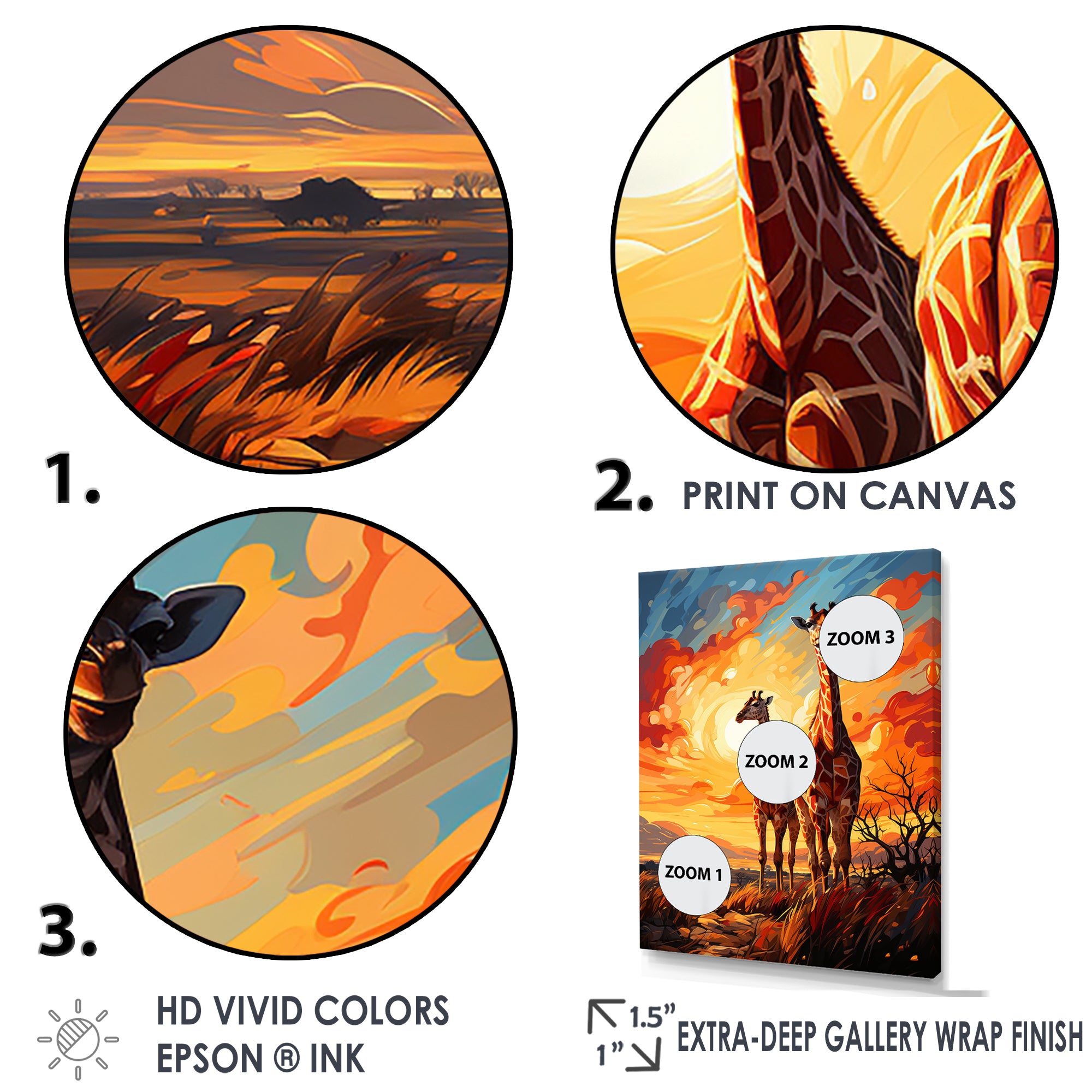 Giraffe African Horizon - Giraffe Wall Art Prints