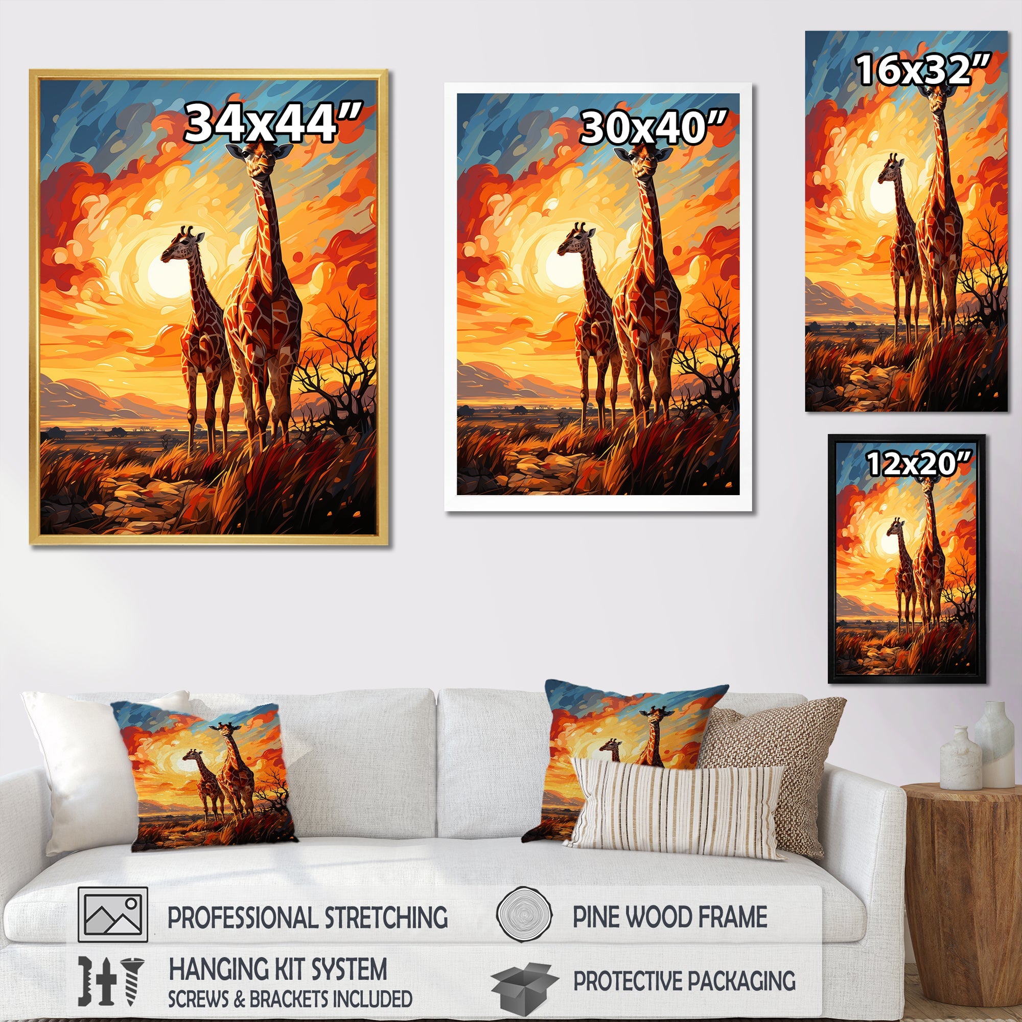 Giraffe African Horizon - Giraffe Wall Art Prints