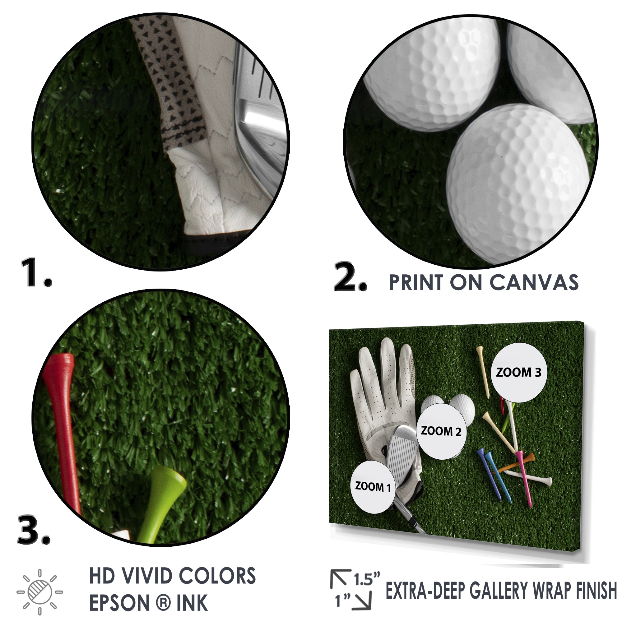 Golf Set Collage - Golf Canvas Wall Art