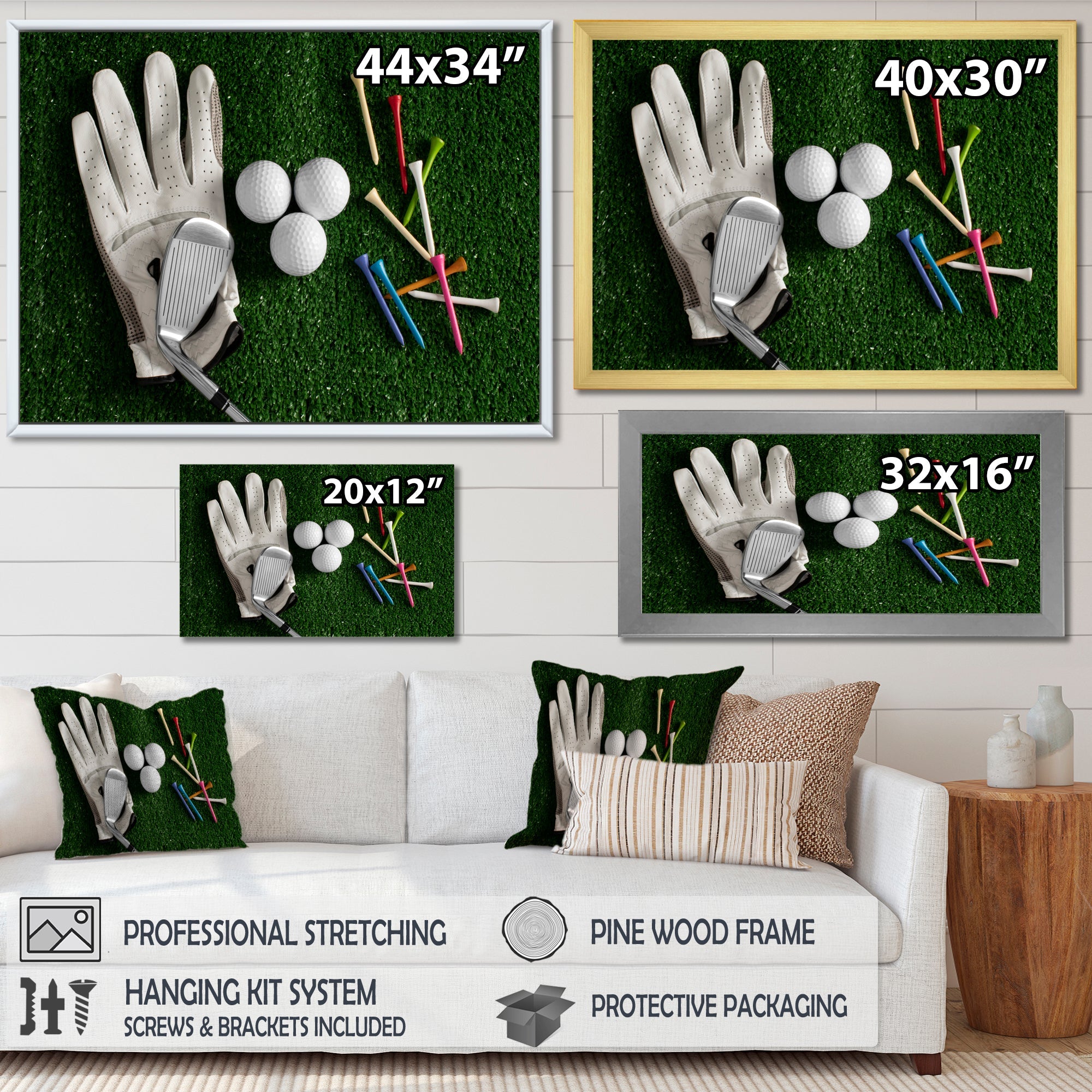 Golf Set Collage - Golf Canvas Wall Art