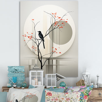 Grey Japanese Bird Ink Portrait - Gray Bird Wall Art