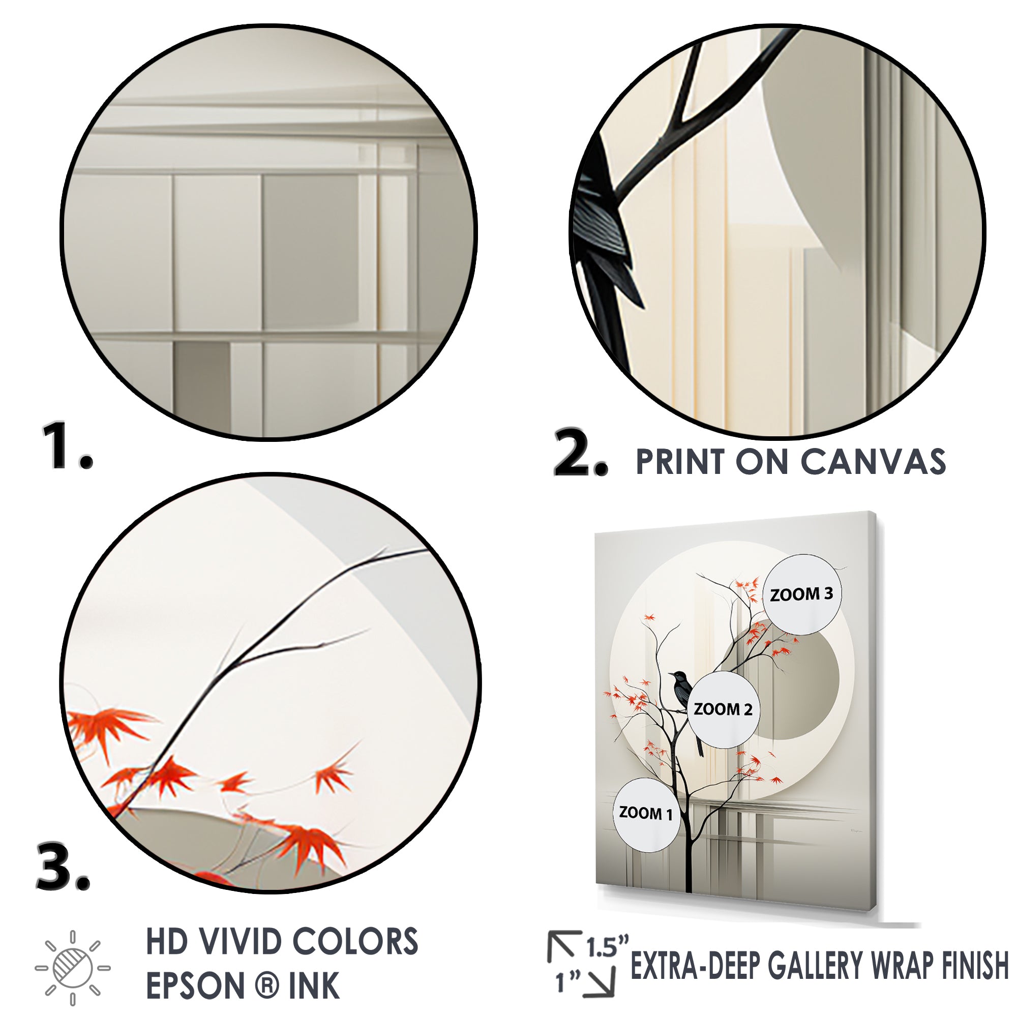 Grey Japanese Bird Ink Portrait - Gray Bird Wall Art