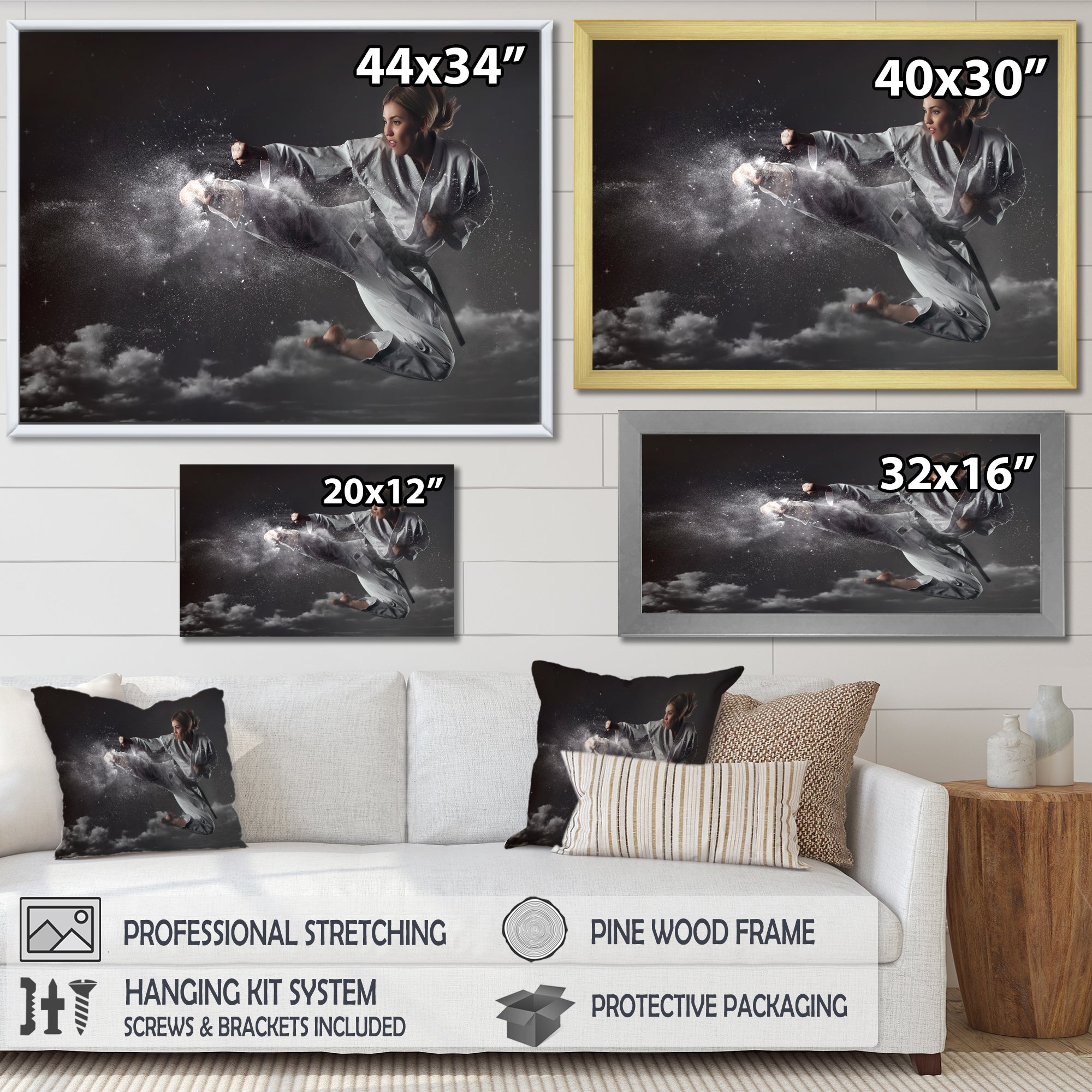 In Air Karate Martial Art Kick - Martial Arts Canvas Wall Art