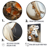 Floral Golden Feminine Horse - Beige Horse Wall Art