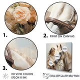 Playful Flower Horse Beauty - Beige Horse Wall Art