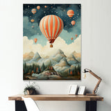 A Classic Art Study Of A Hot Air Balloon In Flight Mountain View - Hot Air Balloon Canvas Wall Art