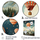 A Classic Art Study Of A Hot Air Balloon In Flight Mountain View - Hot Air Balloon Canvas Wall Art