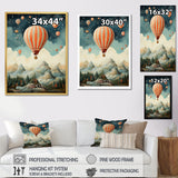 A Classic Art Study Of A Hot Air Balloon In Flight Mountain View - Hot Air Balloon Canvas Wall Art