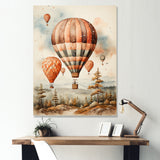 A Classic Art Study Of A Hot Air Balloon In Flight Wilderness - Hot Air Balloon Canvas Wall Art