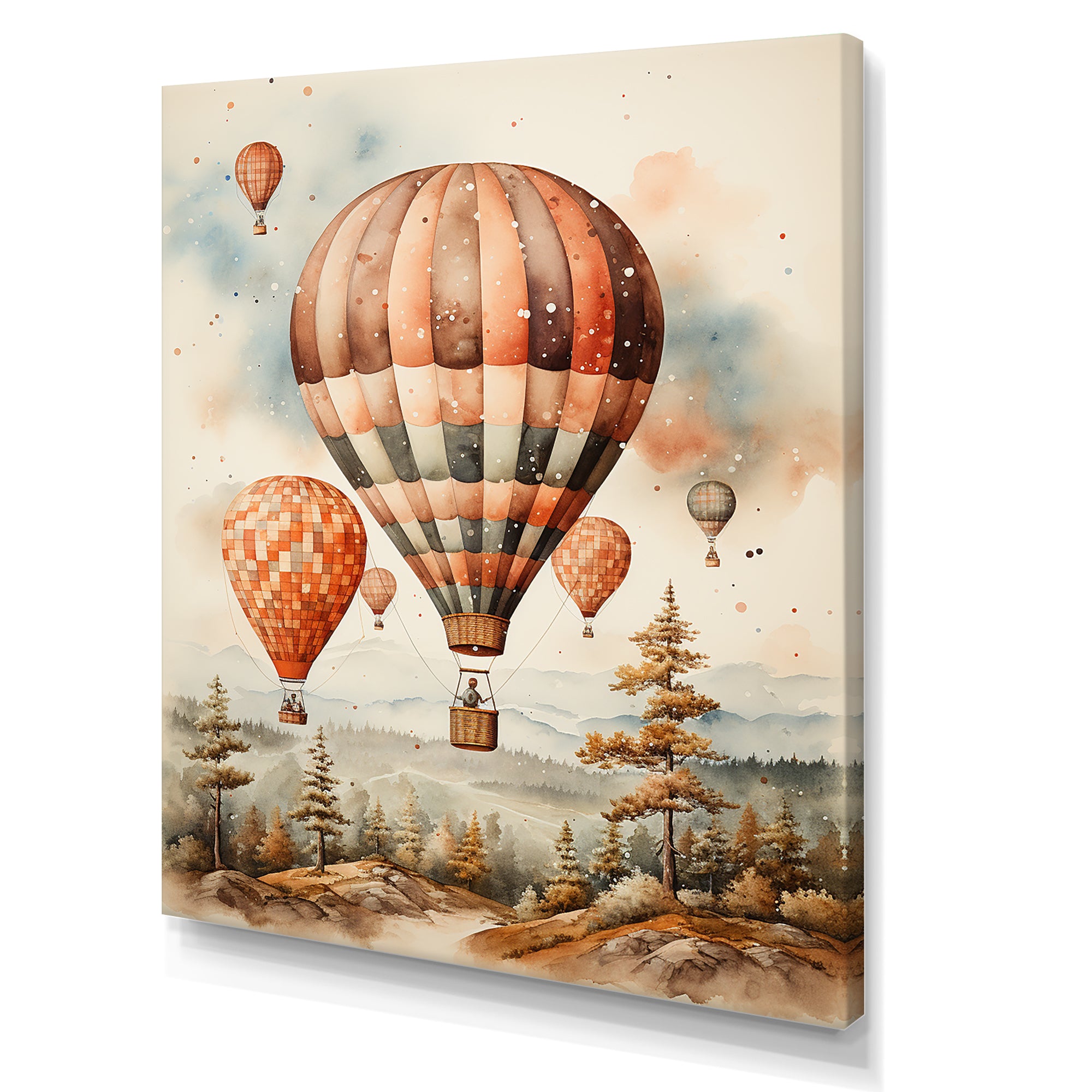 A Classic Art Study Of A Hot Air Balloon In Flight Wilderness - Hot Air Balloon Canvas Wall Art