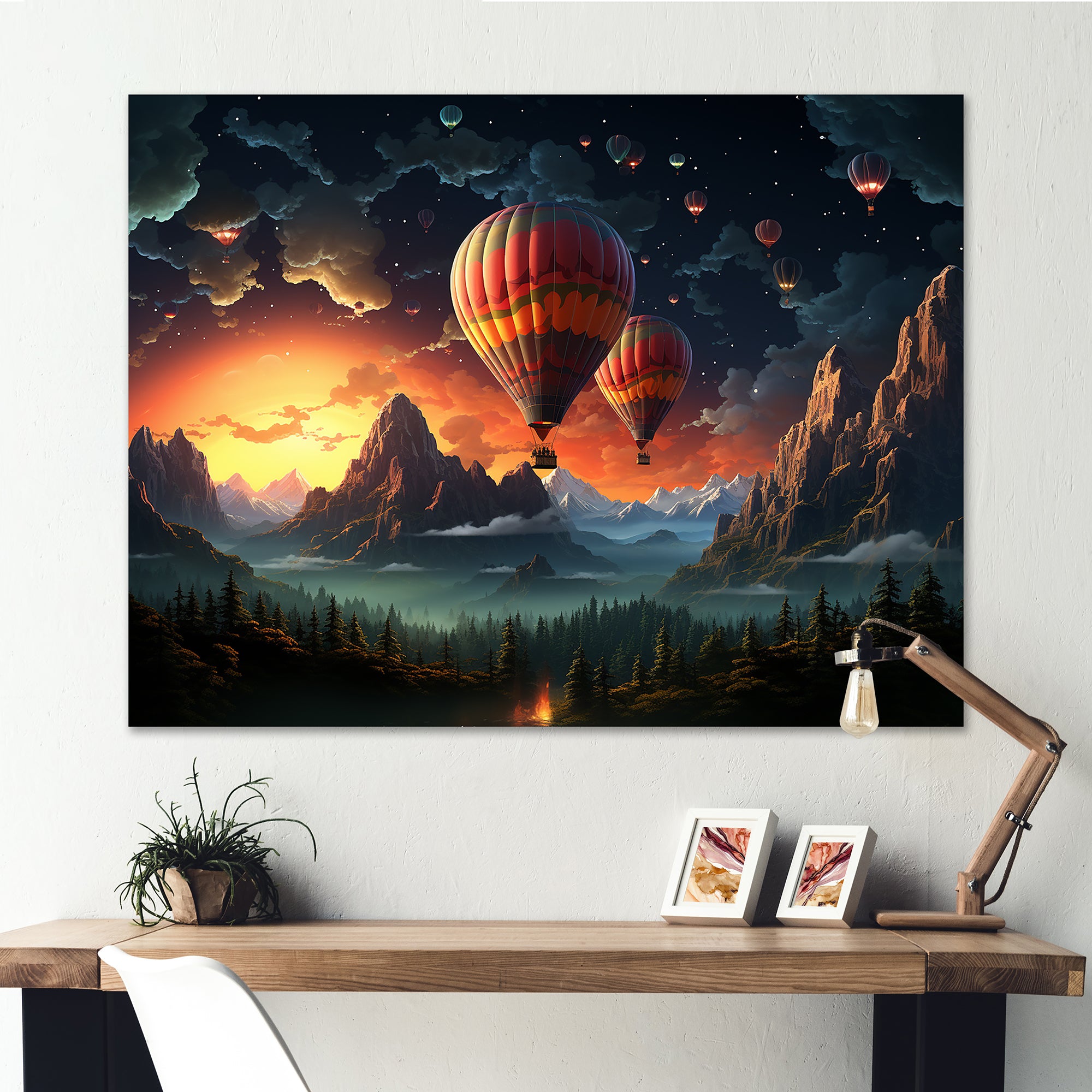 Hot Air Balloon Cosmic Magic - Hot Air Balloon Canvas Wall Art