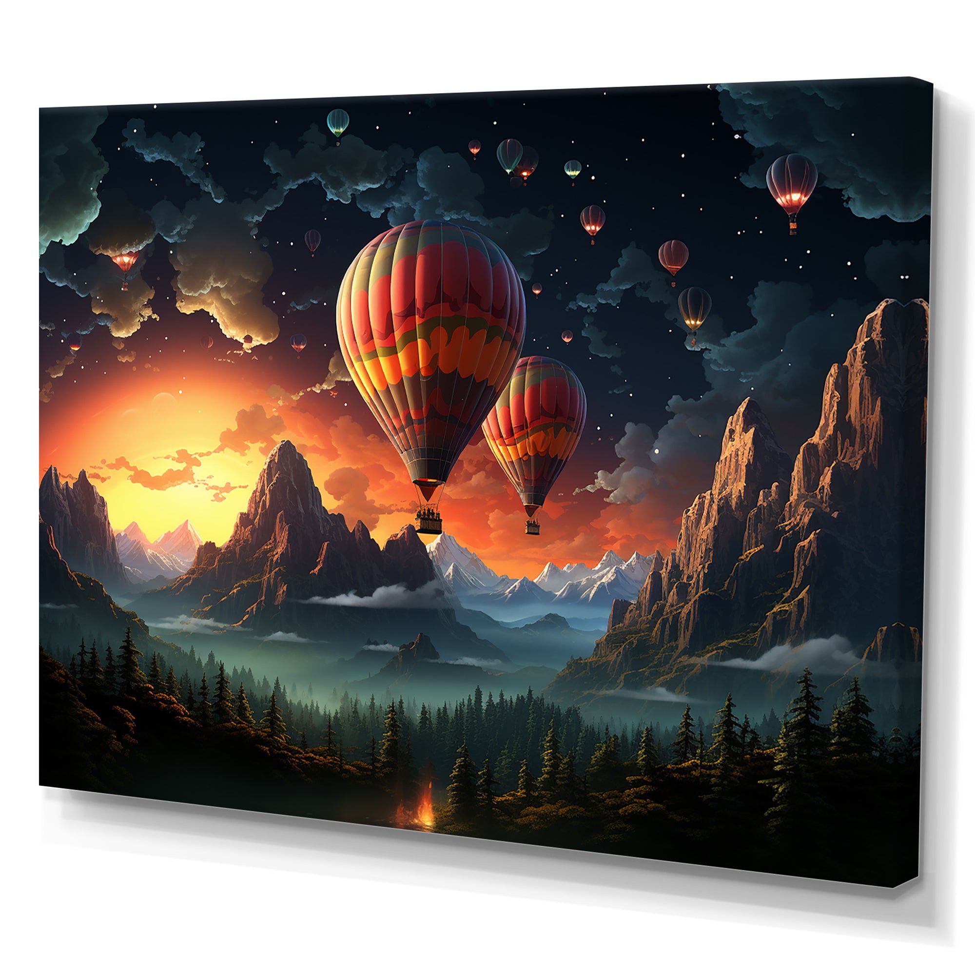 Hot Air Balloon Cosmic Magic - Hot Air Balloon Canvas Wall Art