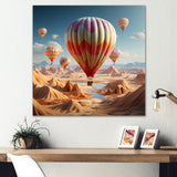 A Cubist Interpretation Of Hot Air Balloons In The Desert - Hot Air Balloon Canvas Wall Art