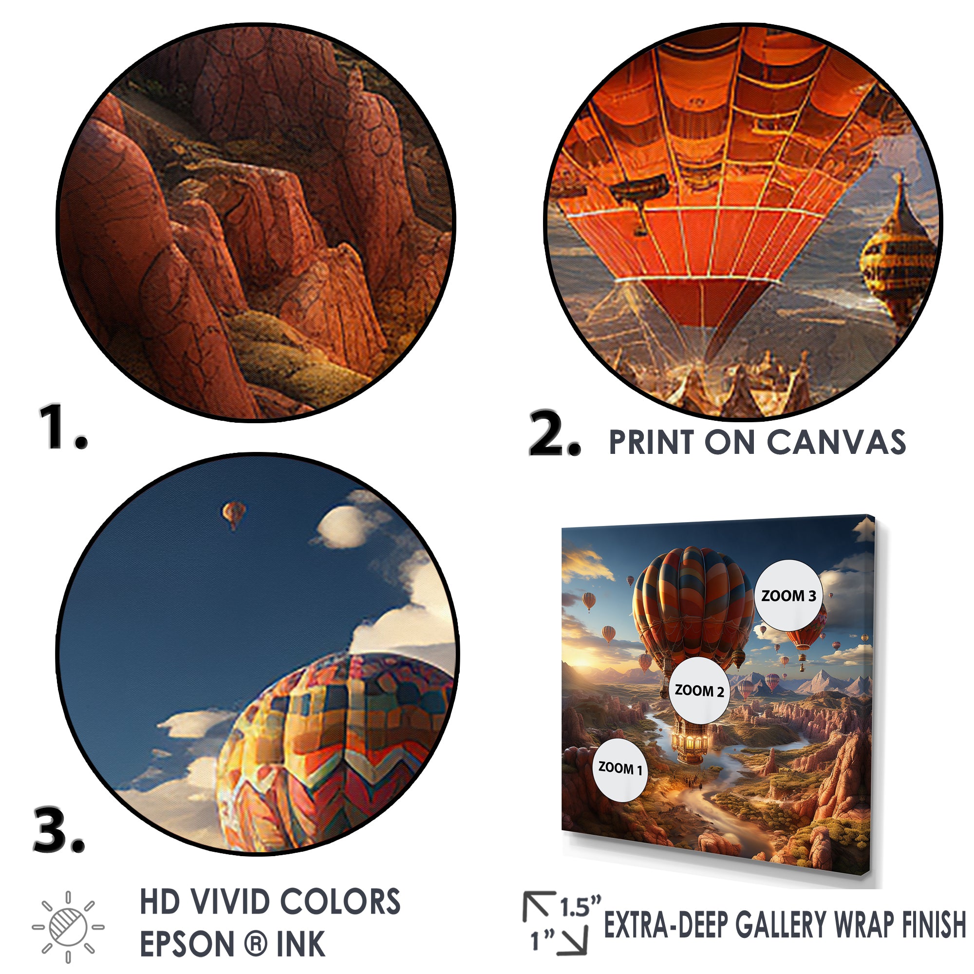 A Fantasy Art Depiction Of Hot Air Balloons - Hot Air Balloon Canvas Wall Art