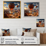 A Fantasy Art Depiction Of Hot Air Balloons - Hot Air Balloon Canvas Wall Art