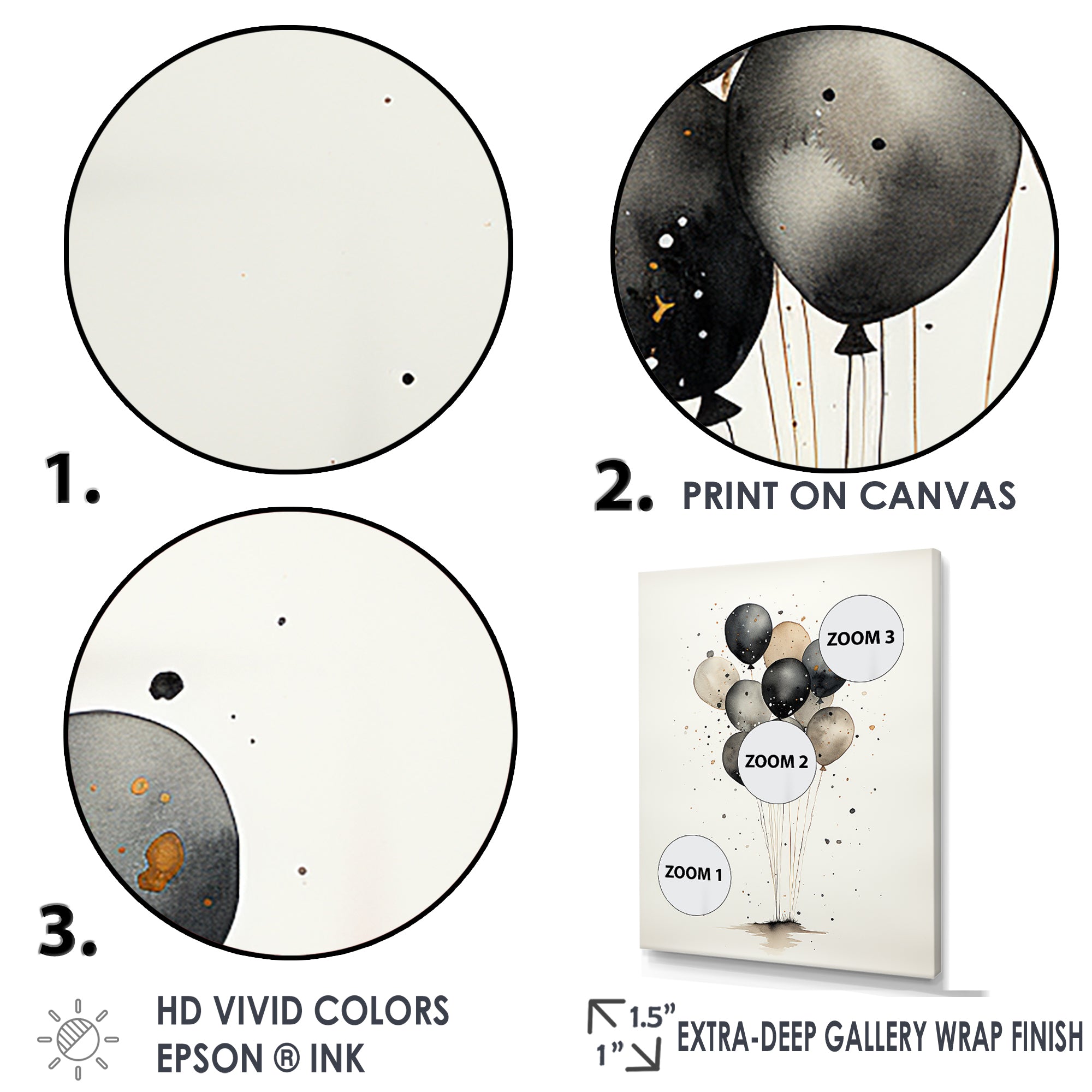 Minimalist Depiction Of Balloons - Hot Air Balloon Canvas Wall Art