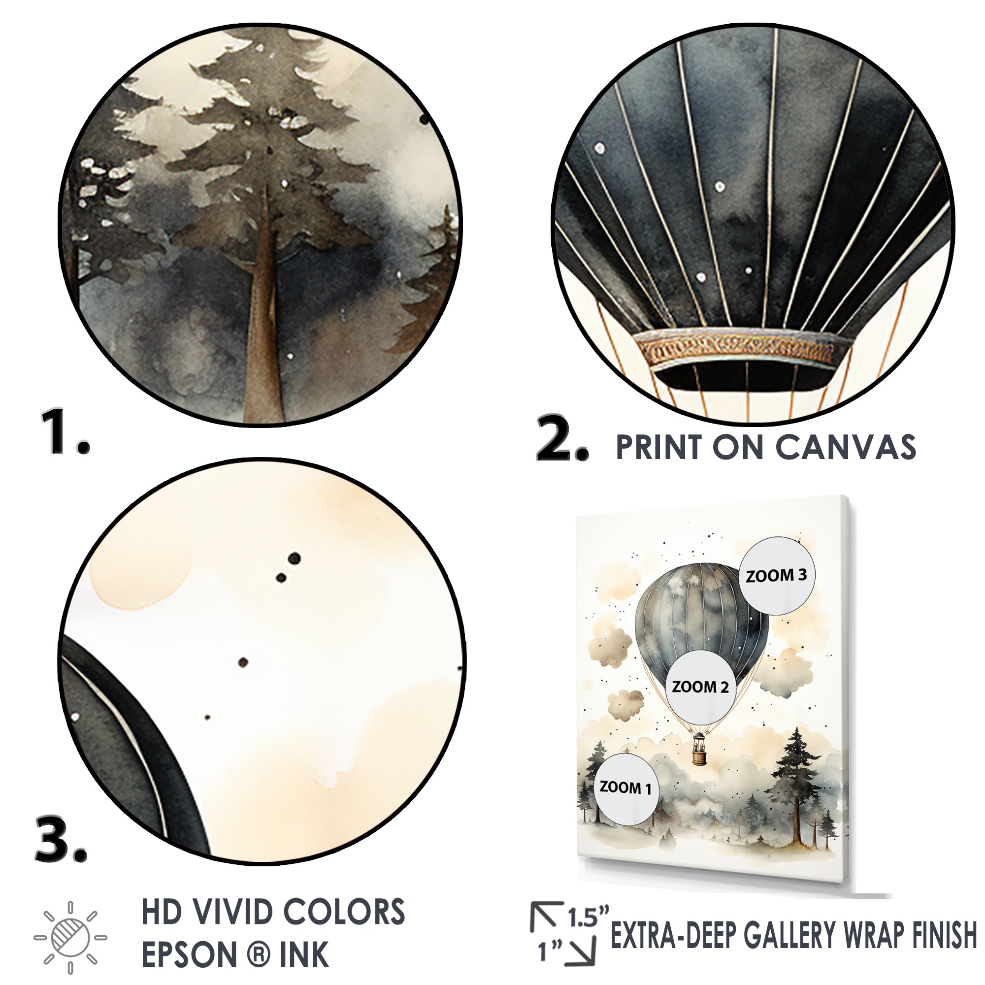 Minimalist Depiction Of A Hot Air Balloons Sky Magic - Hot Air Balloon Canvas Wall Art