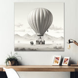Monochromatic Hot Air Balloon Take Off - Hot Air Balloon Canvas Wall Art