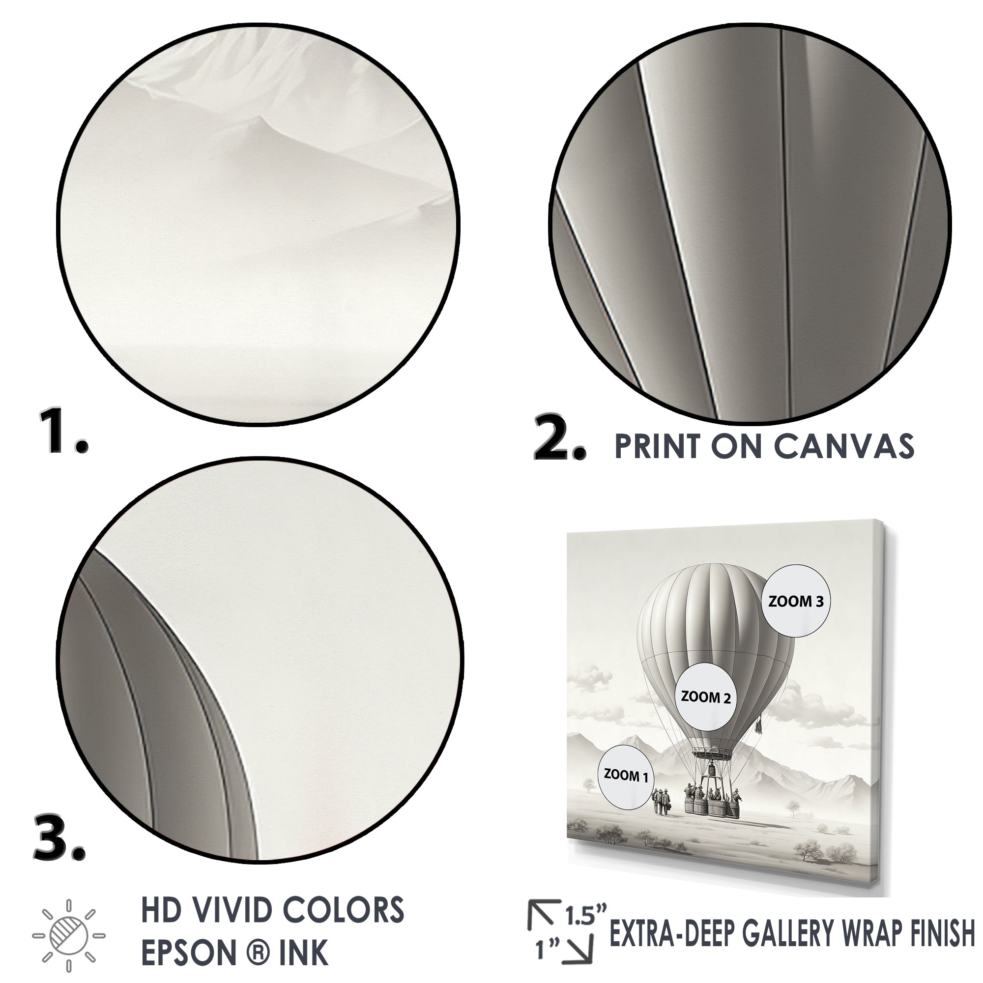 Monochromatic Hot Air Balloon Take Off - Hot Air Balloon Canvas Wall Art