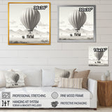 Monochromatic Hot Air Balloon Take Off - Hot Air Balloon Canvas Wall Art