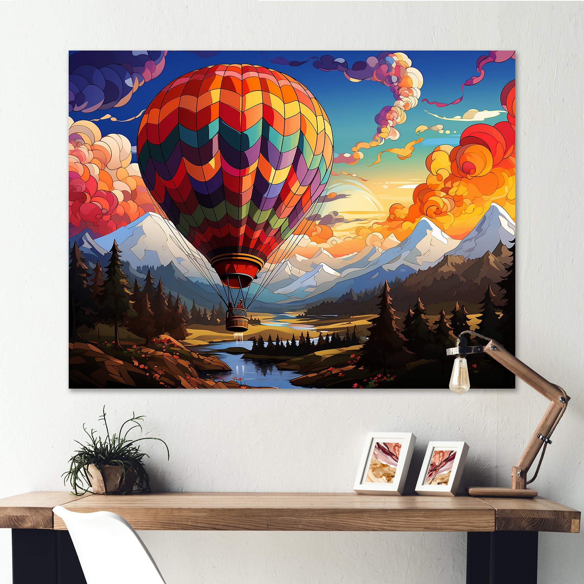 Pop Art Hot Air Balloons Aerial Views - Hot Air Balloon Canvas Wall Art