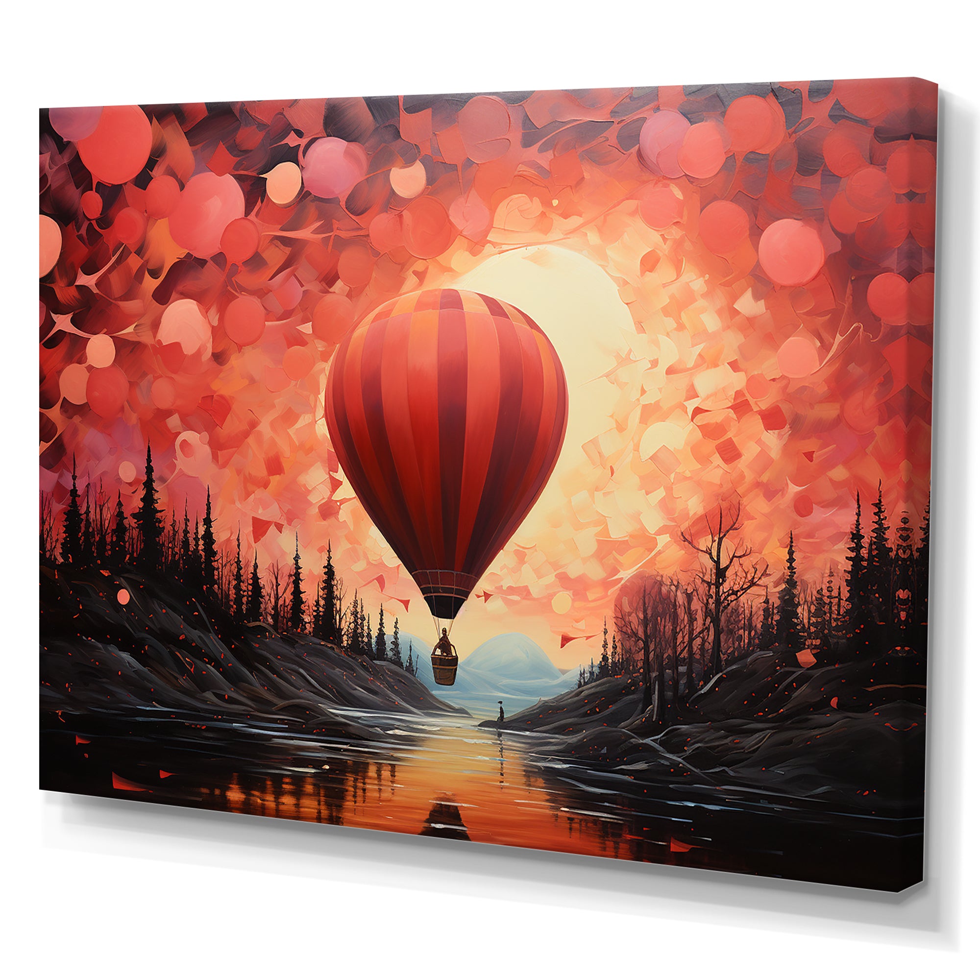 Coral Hot Air Balloons Take Flight - Hot Air Balloon Canvas Wall Art