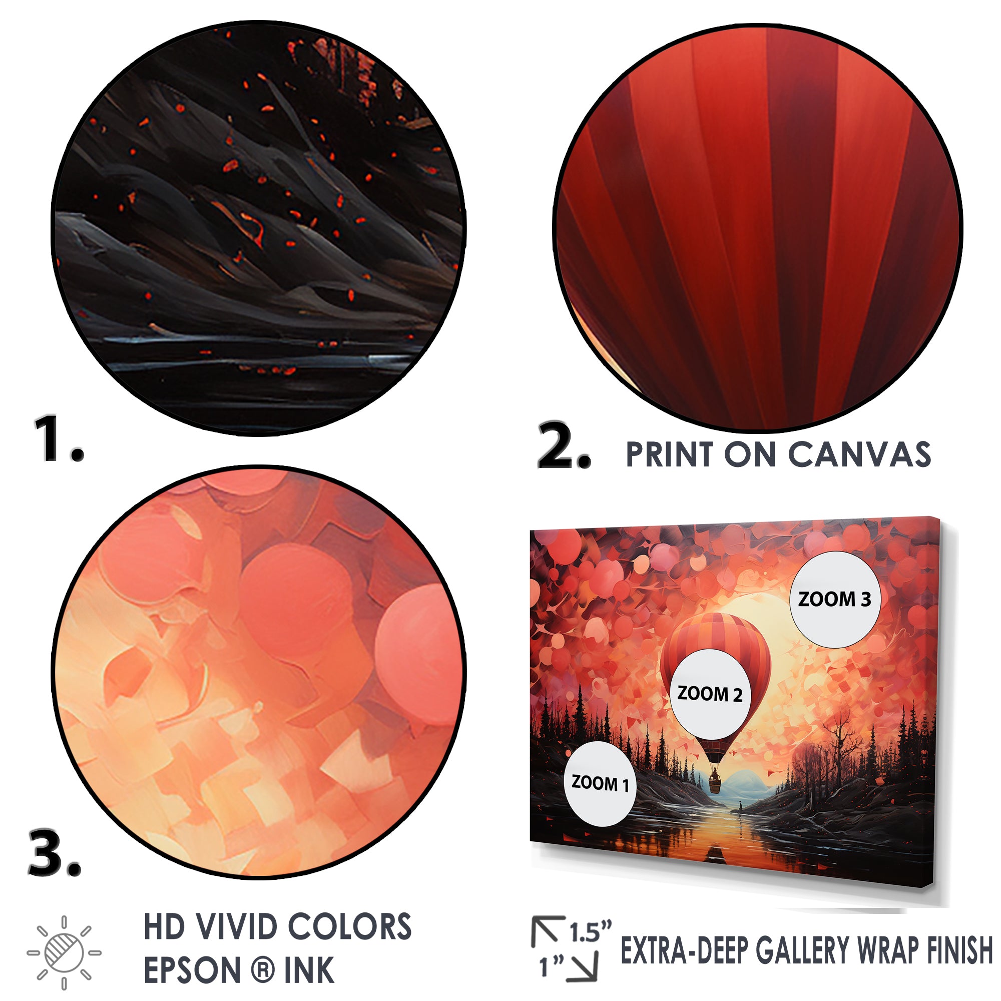 Coral Hot Air Balloons Take Flight - Hot Air Balloon Canvas Wall Art